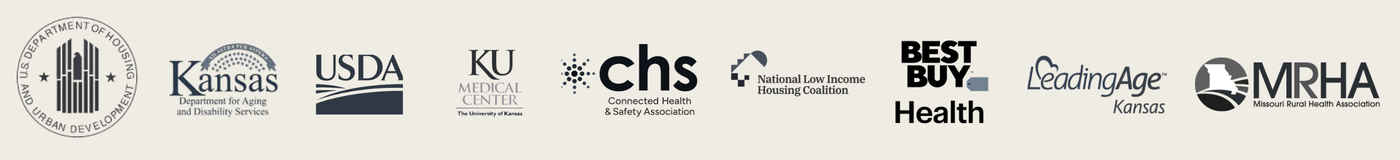 HUD, Kansas Department for Aging and Disability Services, USDA, KU Medical Center, Connected Health & Safety Association, National Low Income Housing Coalition, Best Buy Health, LeadingAge Kansas, Missouri Rural Health Association